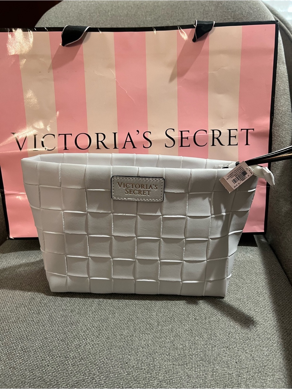 Victoria's Secret White Woven Cosmetic Pouch